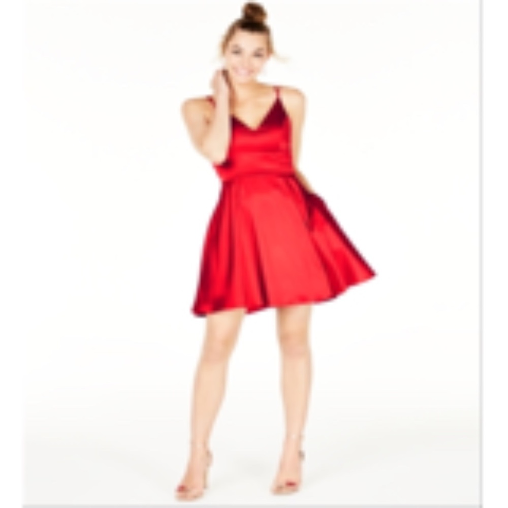 Sequin Hearrts V-Neck Fit and Flare Dress